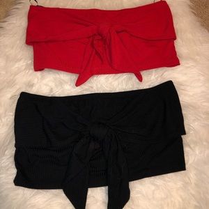 Red and black crop tops